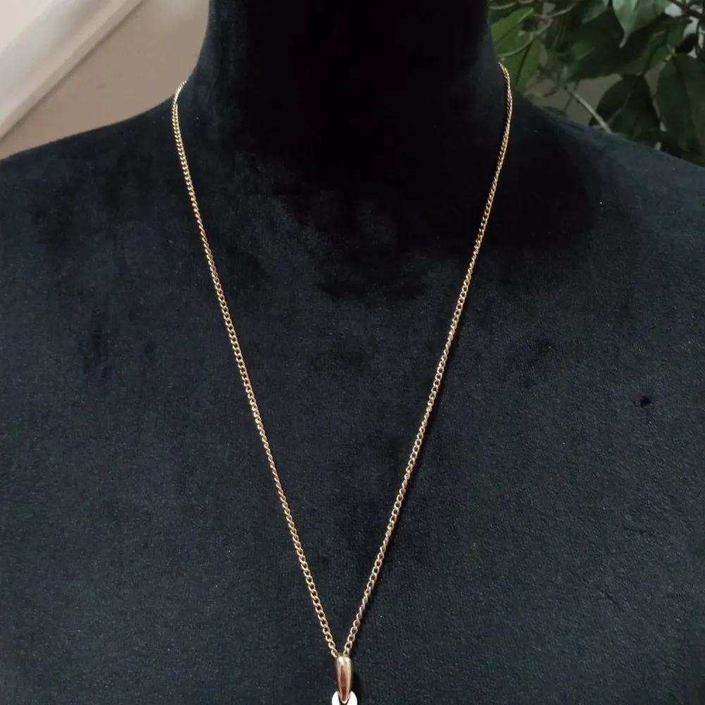 Women Modern Fashion Big Pendant Gold Tone Long Teardrop Necklace w/ Round Clasp - Image 3