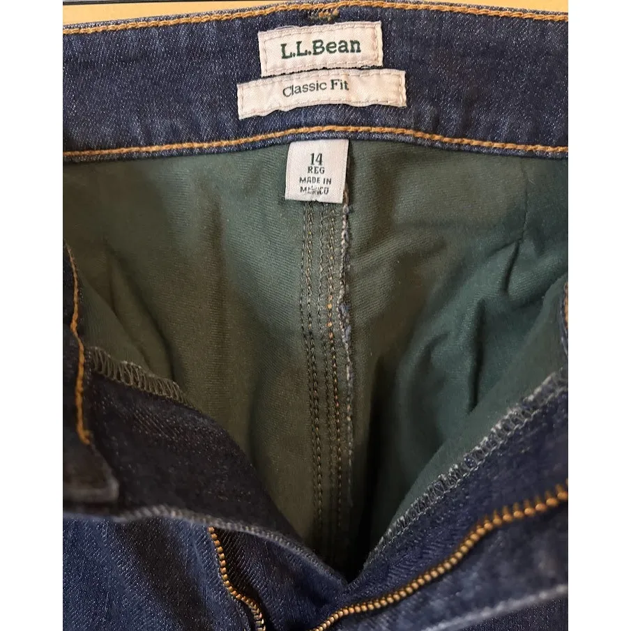 L.L. Bean Women's Flannel Lined Classic Fit Jeans Size 14 Blue - Image 6