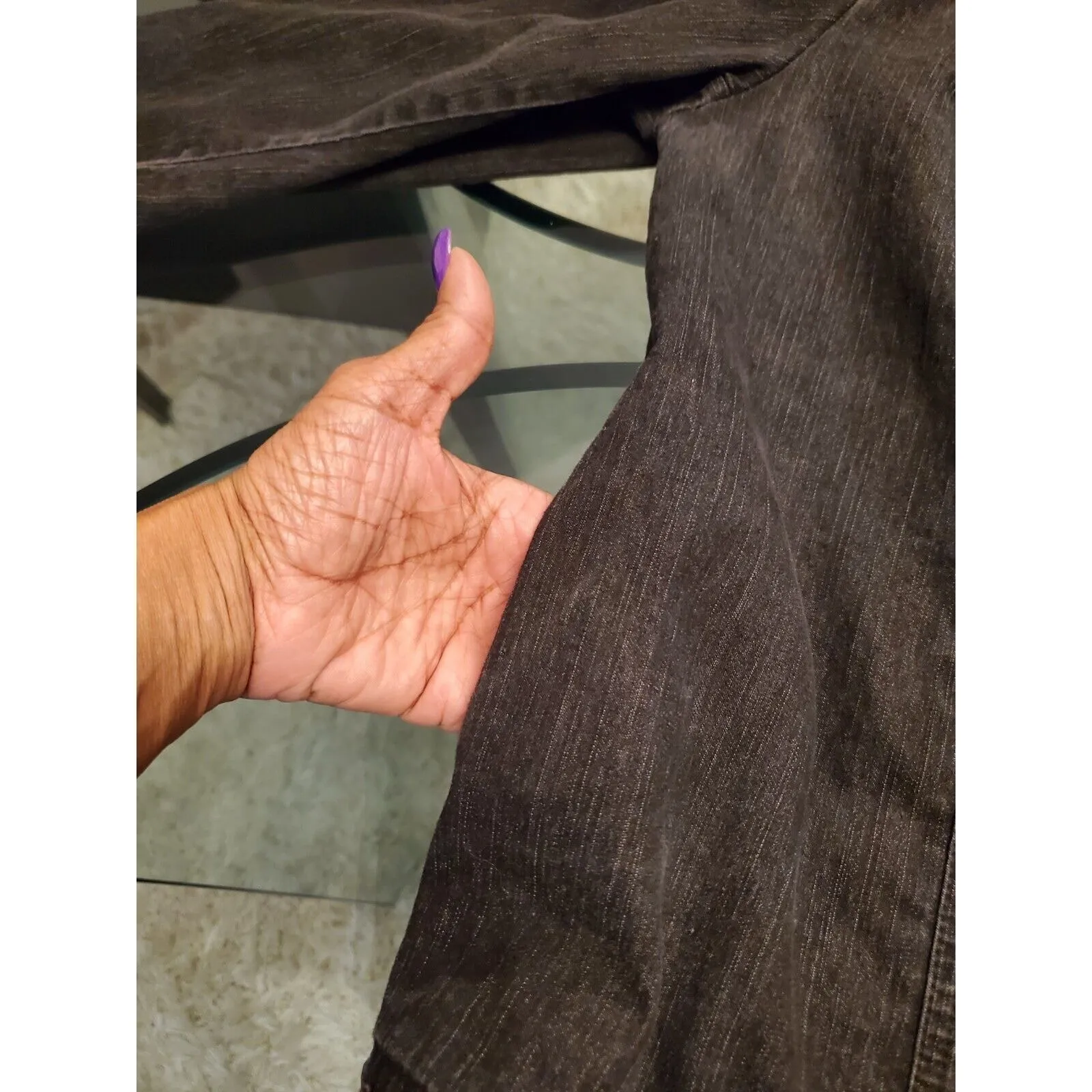 Alfred Dunner Women Gray Denim Ramie Long Sleeve Full Zip Casual Jacket Size 16W - Image 12