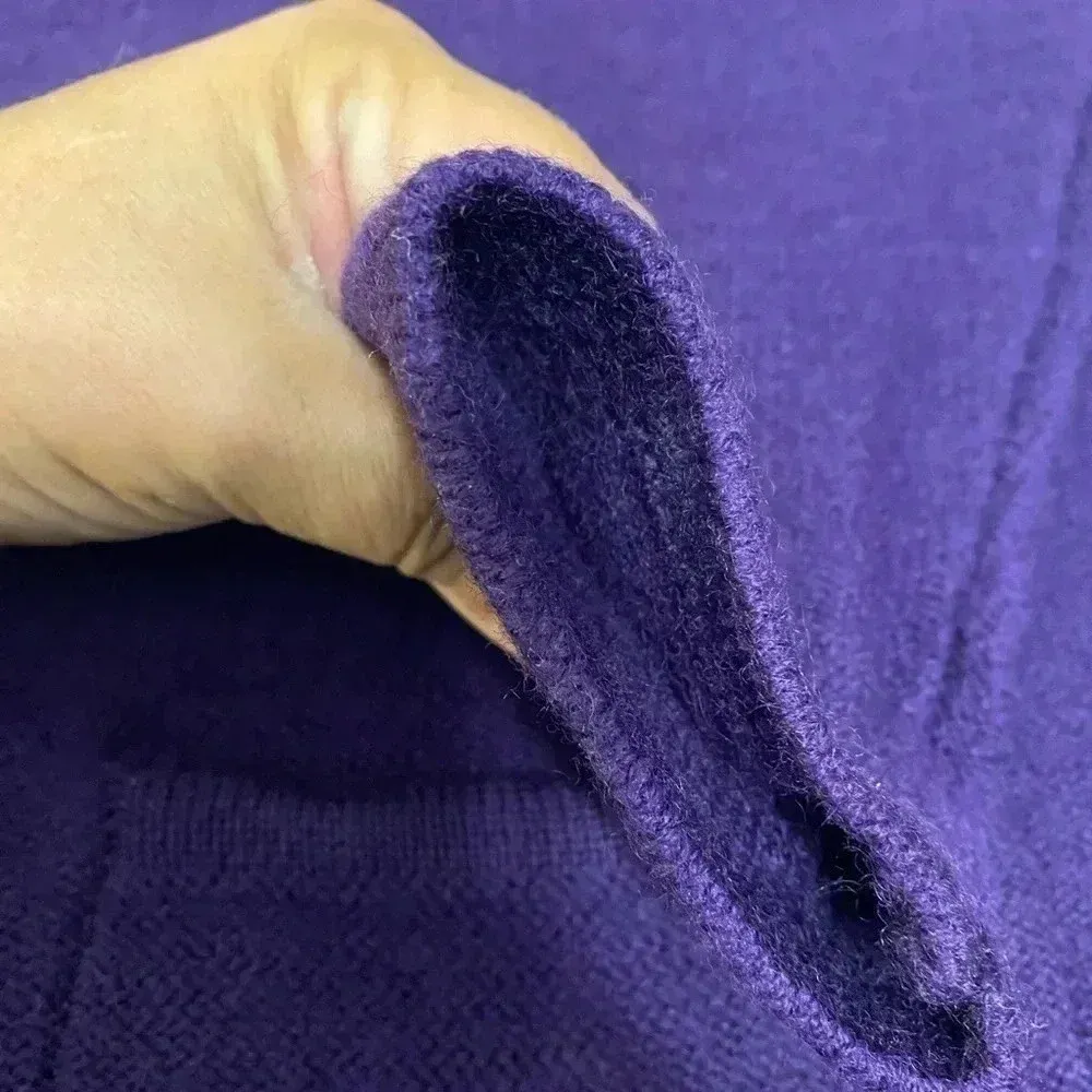 Karen Scott Pure Wool Purple sweater cardigan‎ shoulder pads buttons Size L - Image 11