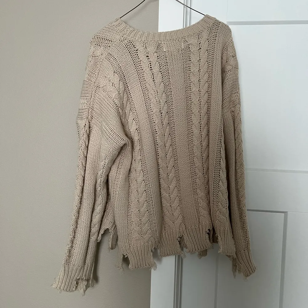 Love Riche Cream Crew Neck Cable Knit Sweater - Image 5