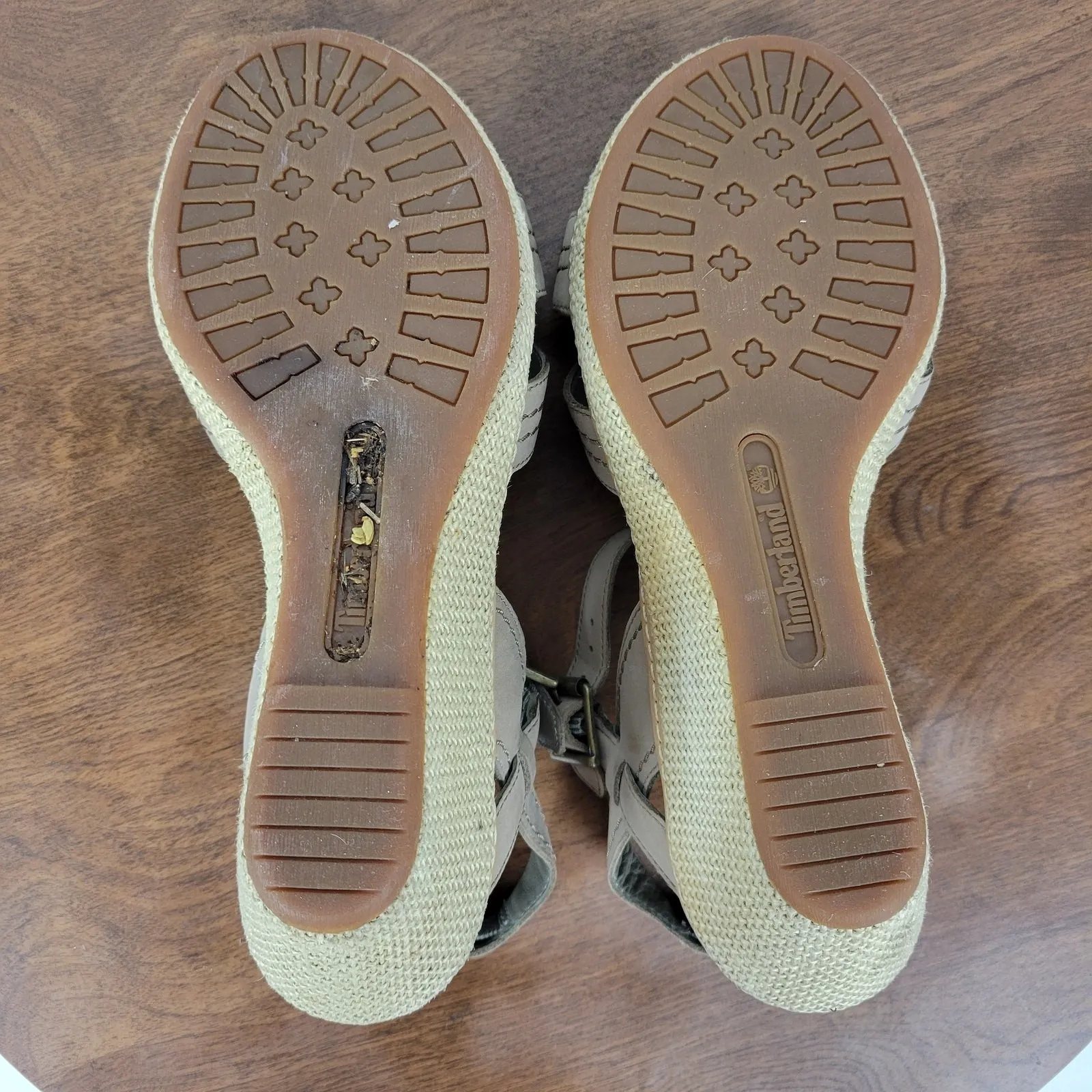 Timberland Earthkeepers Whittier Sandals Womens 9 Gray Jute Leather Strapy Wedge - Image 14