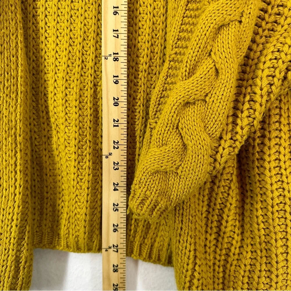 Moon & Madison Cable Knit Cardigan Womans Size XS Mustard Yellow - Image 10