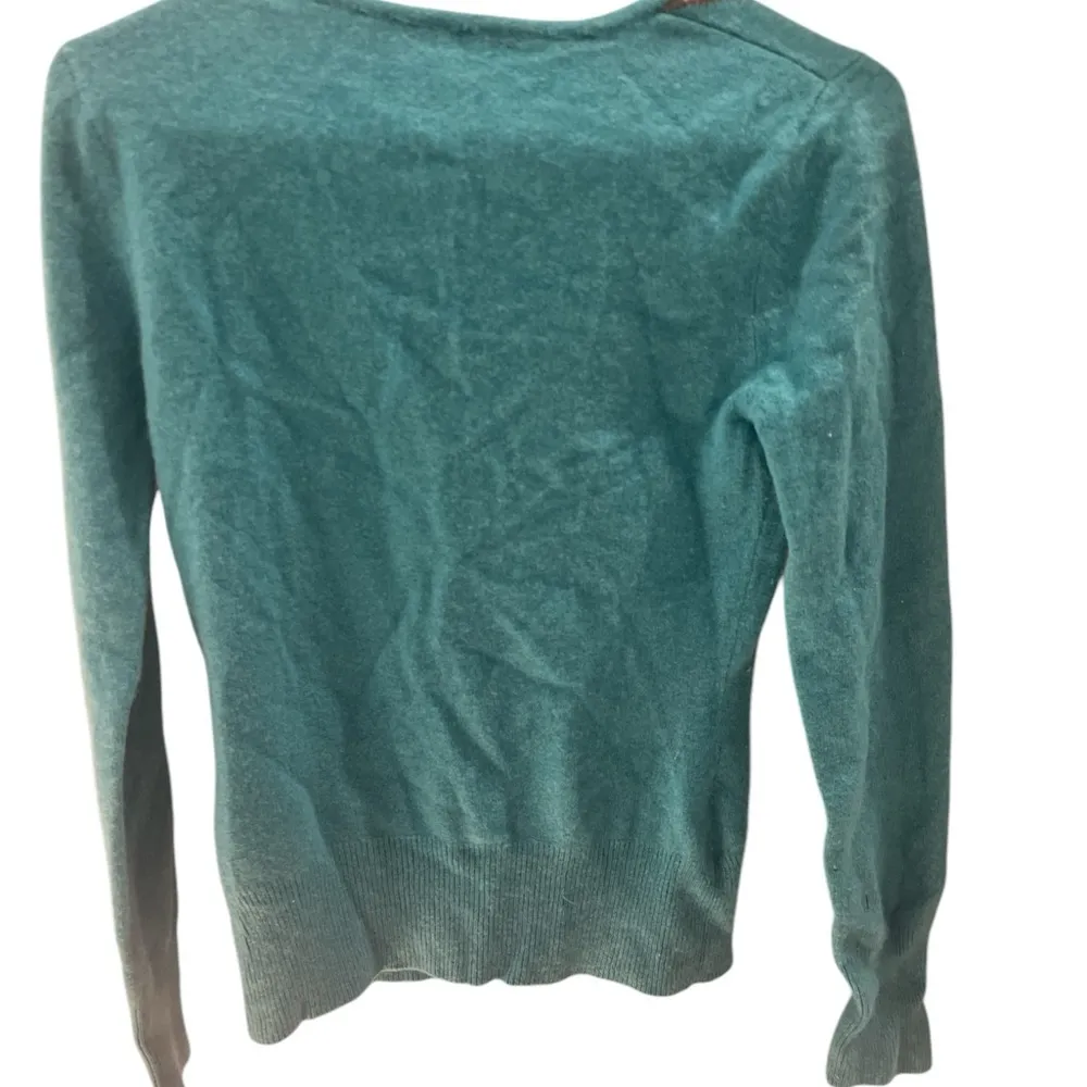 Apt 9 cashmere Argyle V-Neck Sweater - Teal size medium Y2K - Image 2
