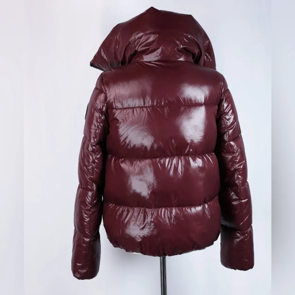 New Save the Duck Short Jacket Puffer Hooded Burgundy Size L Purple Size L - Image 5