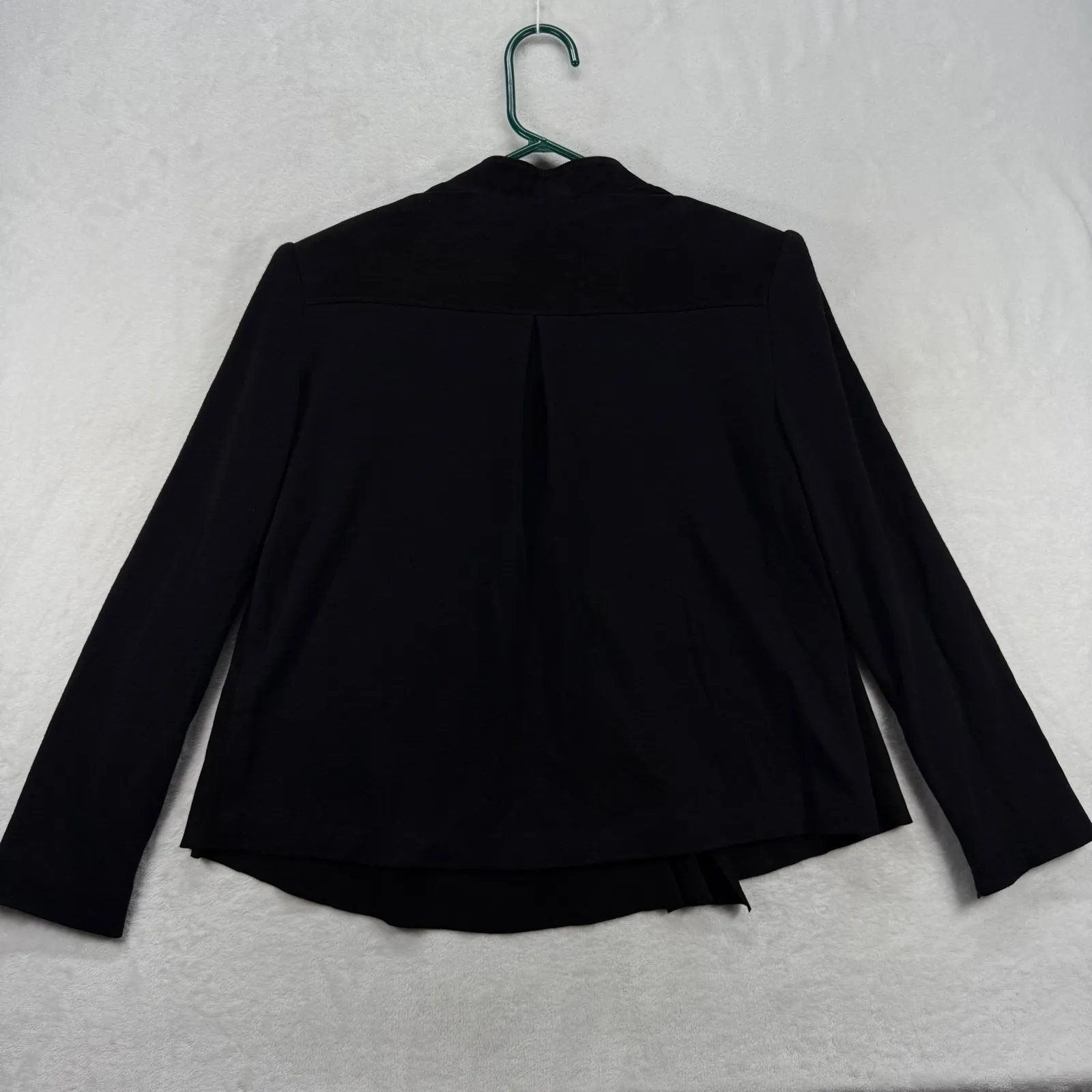 Alice‎ + Olivia Black Lamb Leather wool Combo Drape Front Jacket Blazer XS READ - Image 6