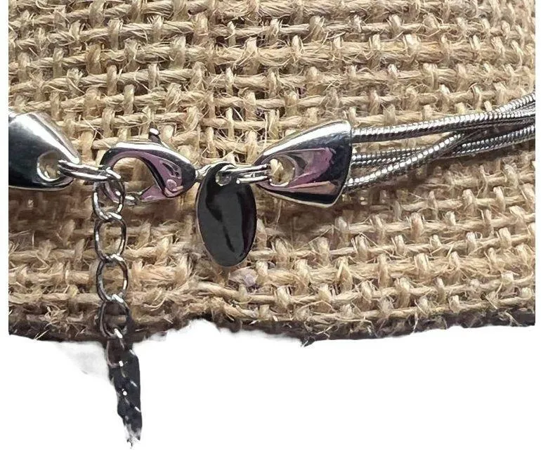 Lia Sophia silver tone necklace 3 strands pendant adjustable 19" - Image 4