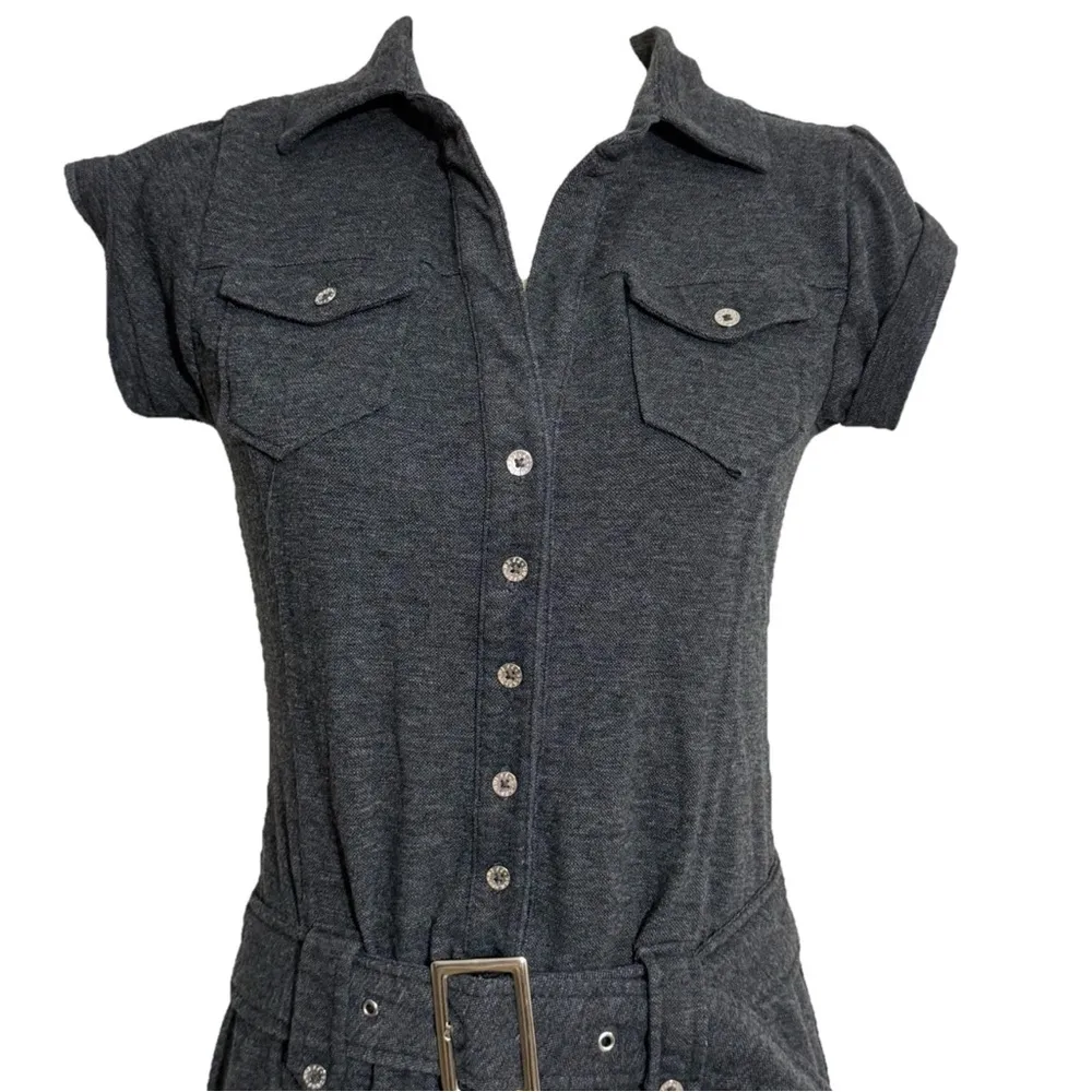 Guess Belted Shirt Dress Medium Gray - Image 3