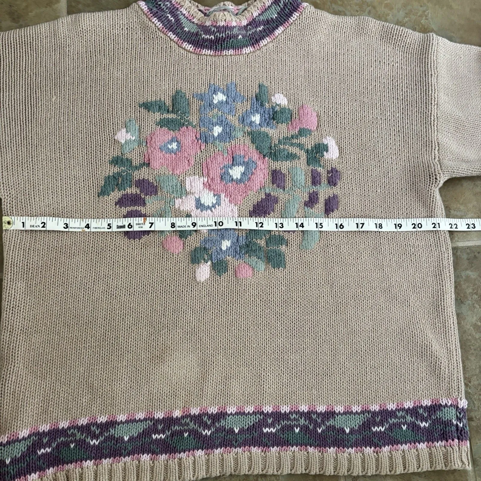Karen Scott Hand Embroidered Sweater Womens Size Medium Cottagecore Vintage 90s - Image 8