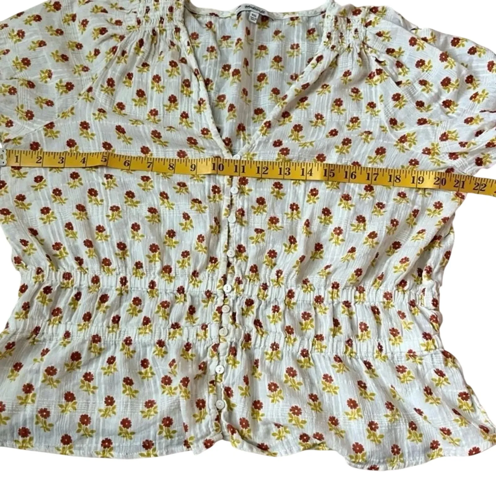 MADEWELL Sophia Wild Calendula Block Print Short Sleeve Top, Size XXL - Image 6