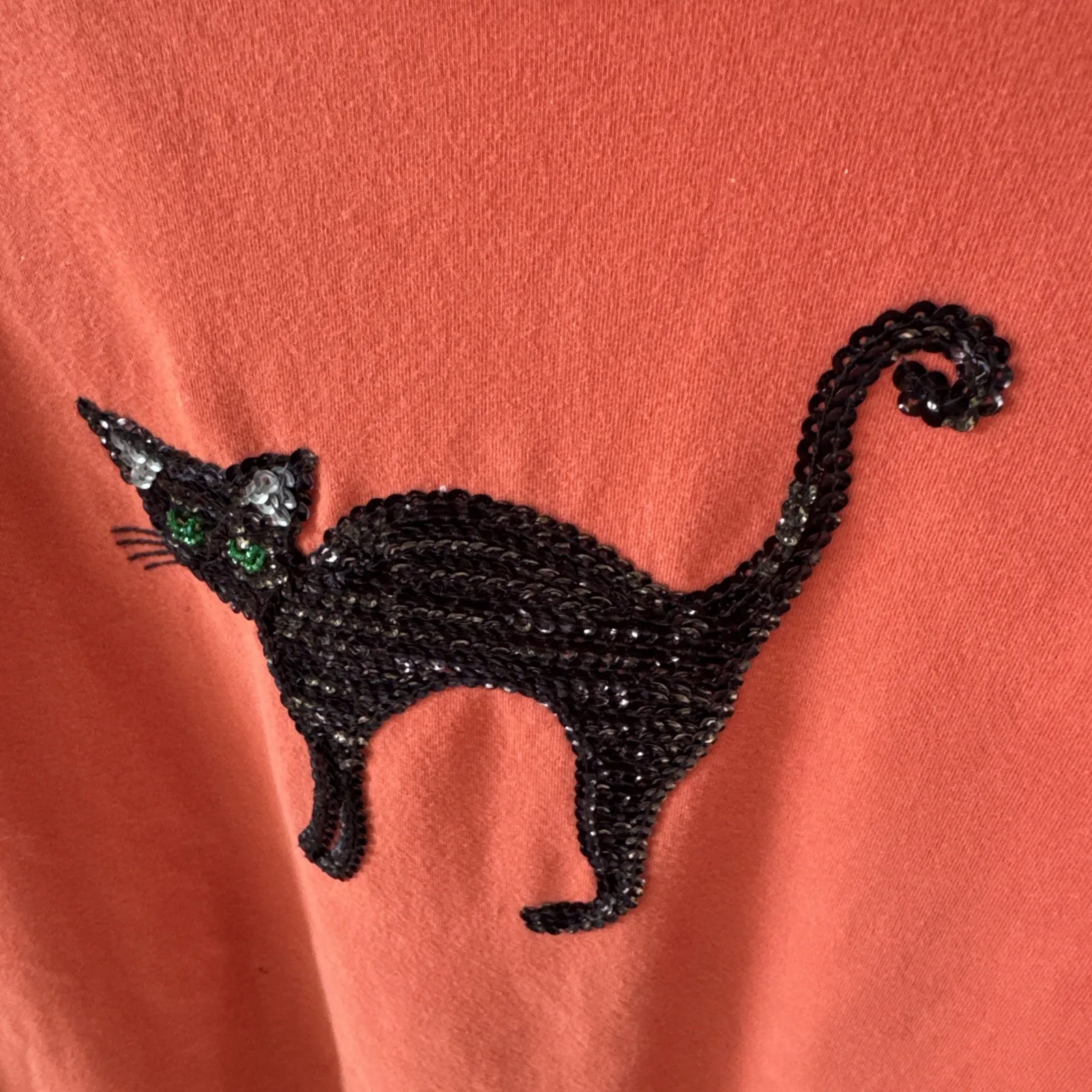 Catherine's Women's 3X Orange And Black Sequins Cat 3/4 Tee Size undefined - Image 3