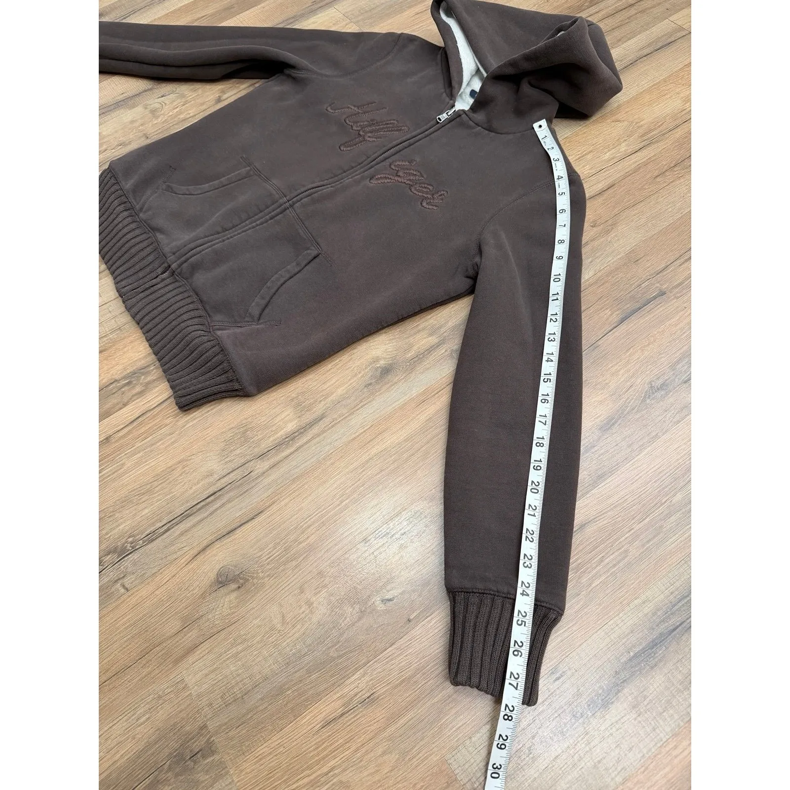 Tommy Hilfiger Brown Sherpa Lined Full Zip Hoodie Women's Size M - Image 11
