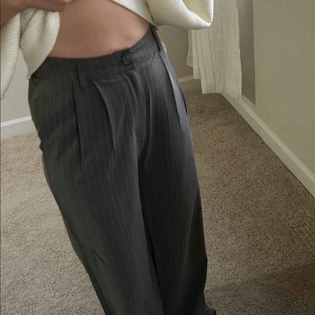 Active USA Gray pinstriped wide leg pants. S - Image 4