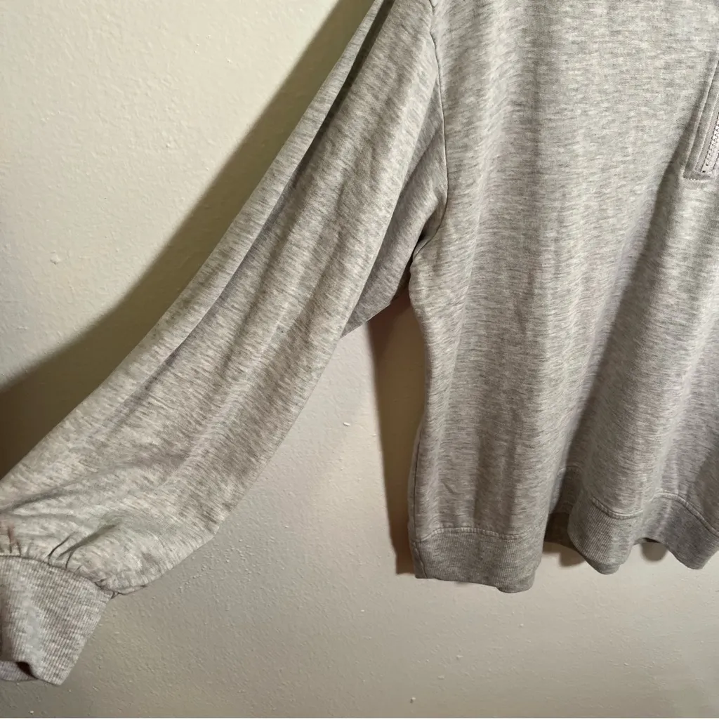Three Dots Cozy Quarter Zip Sweatshirt Light Heather Gray L - Image 6