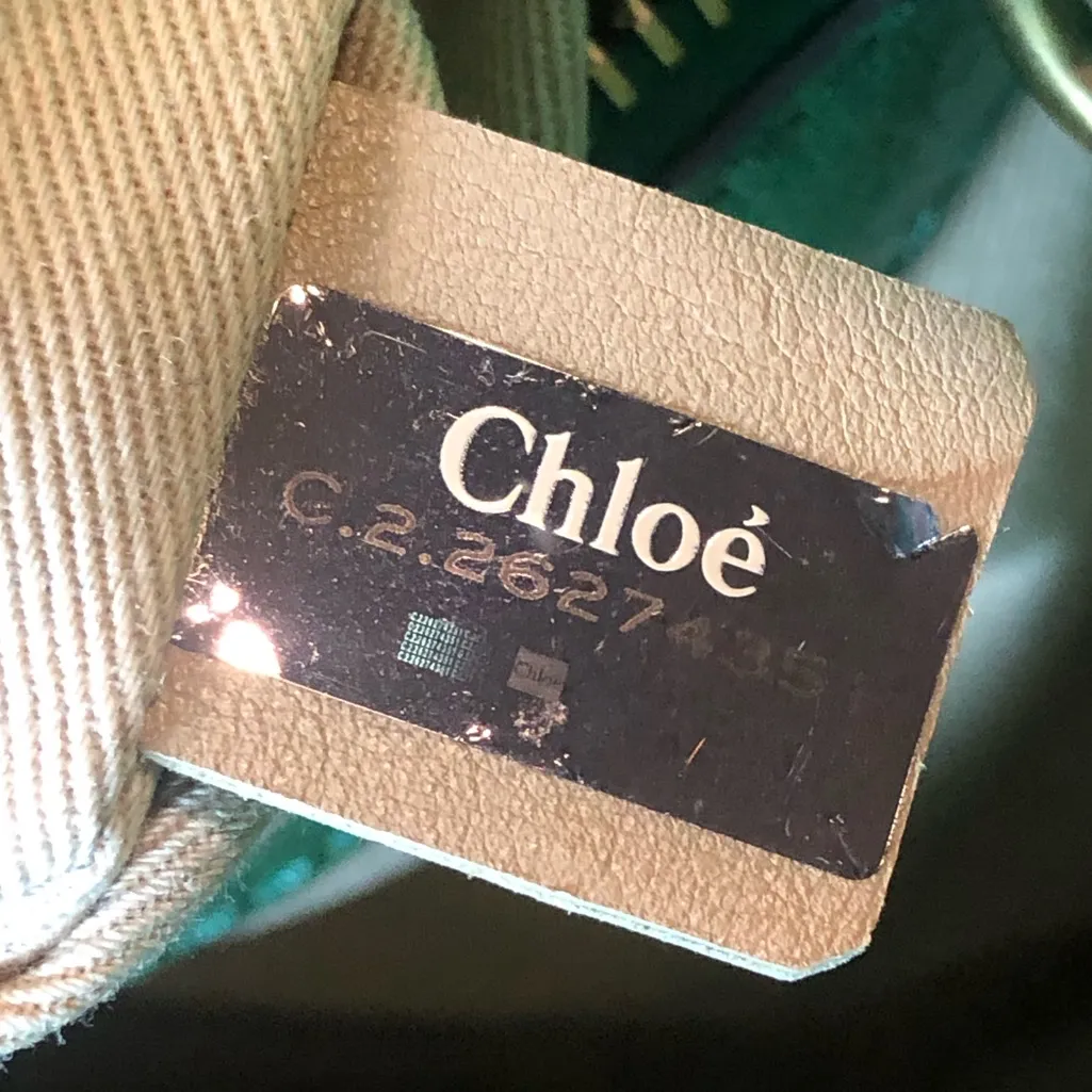 CHLOE Heloise Green Leather Braided Handle Shoulder Bag with Zip Closure RARE - Image 11