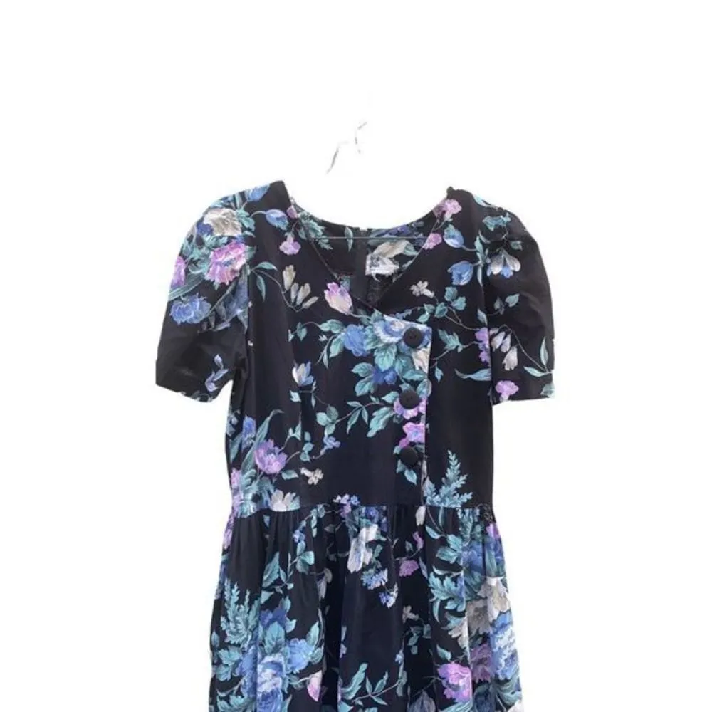 Black Floral Cottagecore Dress L Dark Size L - Image 3