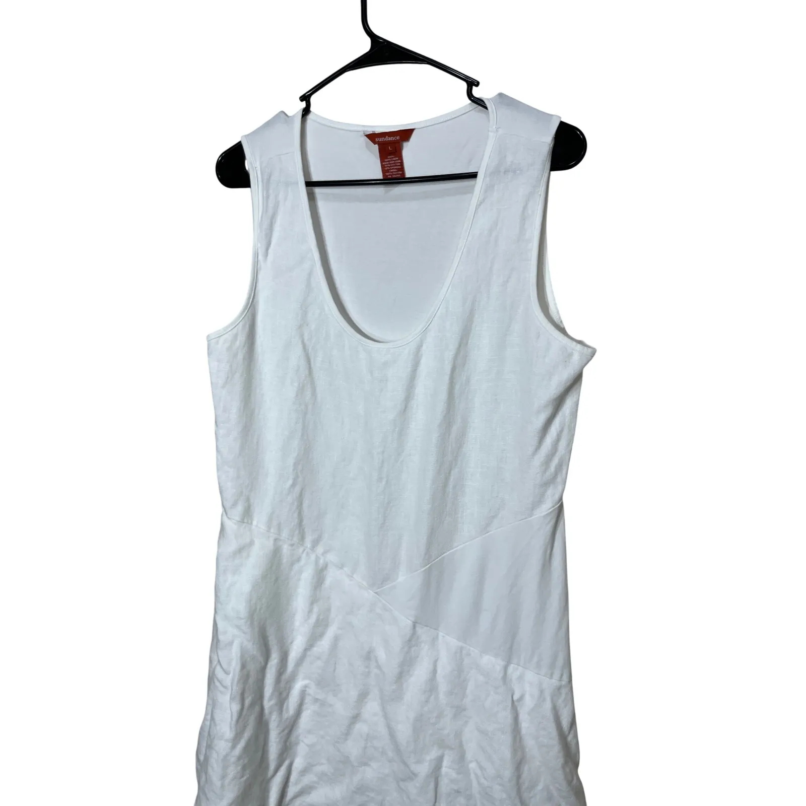 Sundance 100 % Linen Asymmetrical Layered Maxi Dress White Size L - Image 2