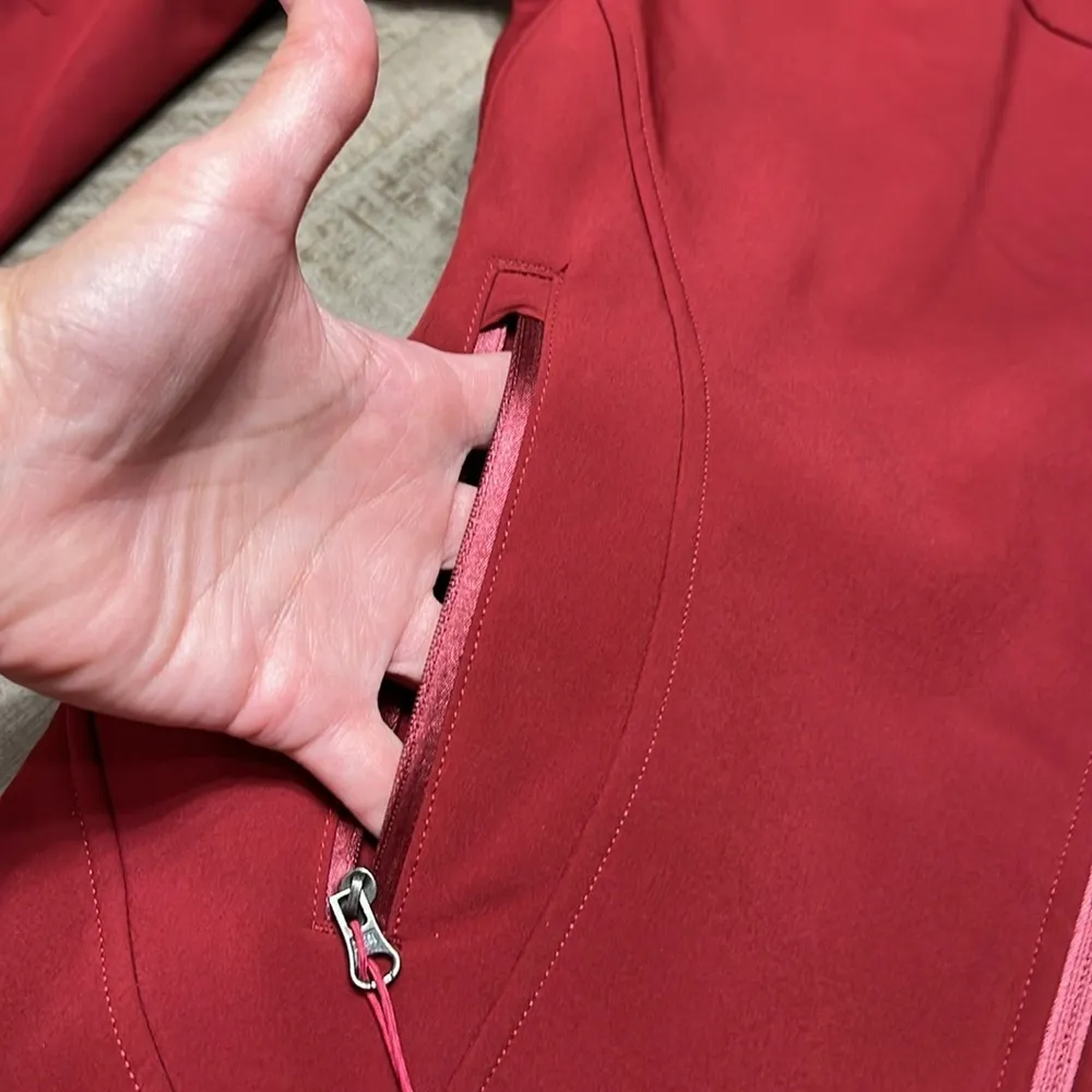 Merrell Aeroblock Red Microfiber Mid Season Jacket Fleece Lined Hooded Small EUC - Image 8