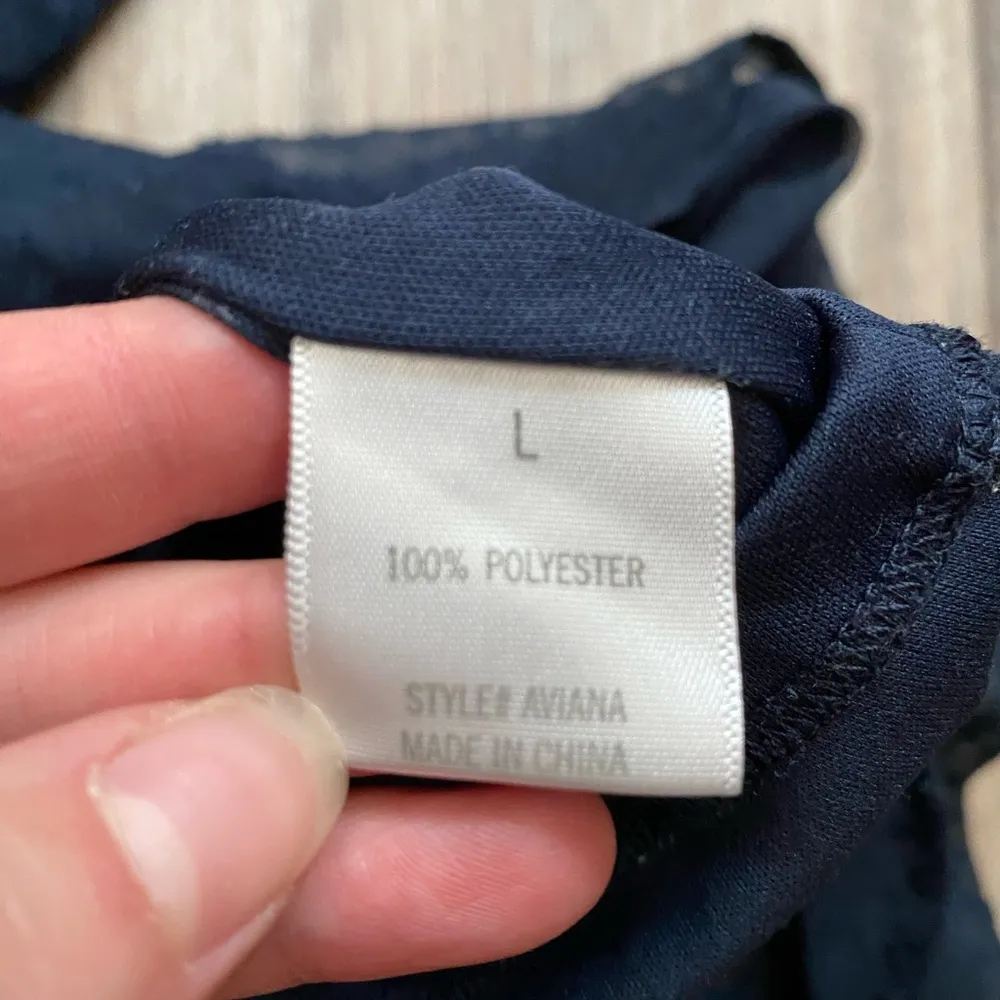 Miami Navy Blue Ruffle Wrap V-Neck Short Sleeve Mini‎ Dress Size Large - Image 5