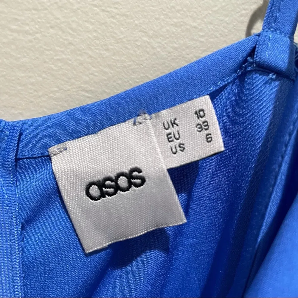 ASOS Glamorous Cami Pom Pom Romper Blue Size 6 - Image 4