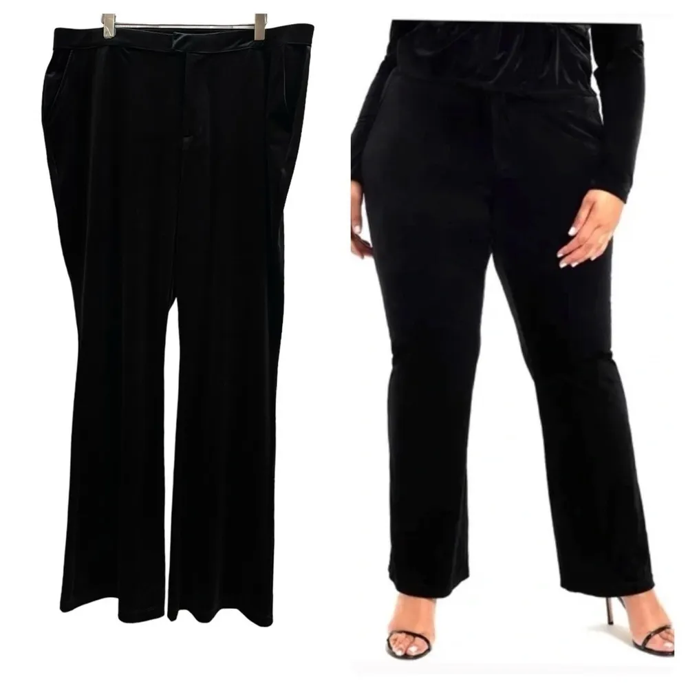 Black Velvet Flare Pant Plus Size 3XL Holiday Cocktail Party - Image 12
