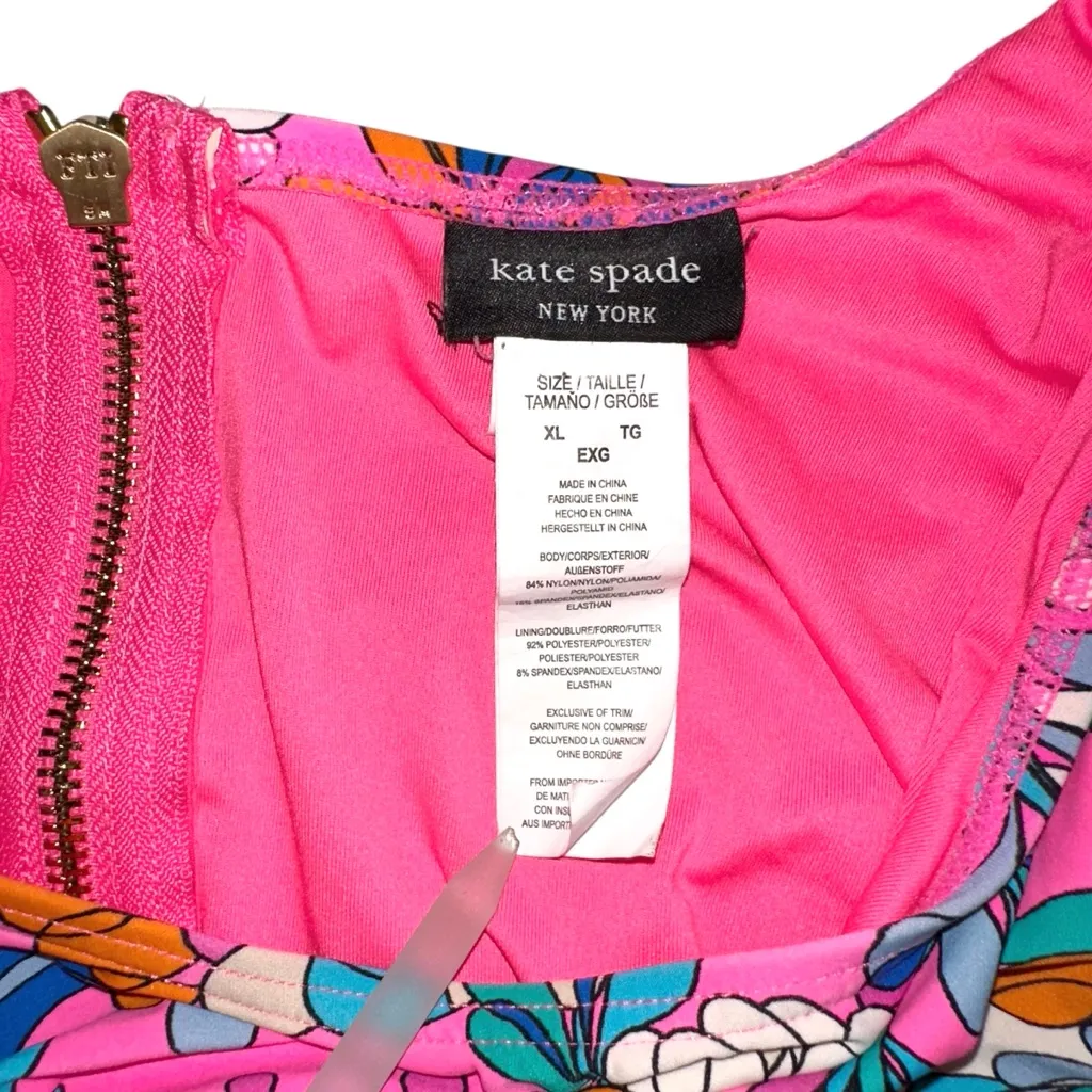 Kate Spade Sea Garden Pink Floral Long Sleeve Rashguard Swimsuit XLarge - Image 3