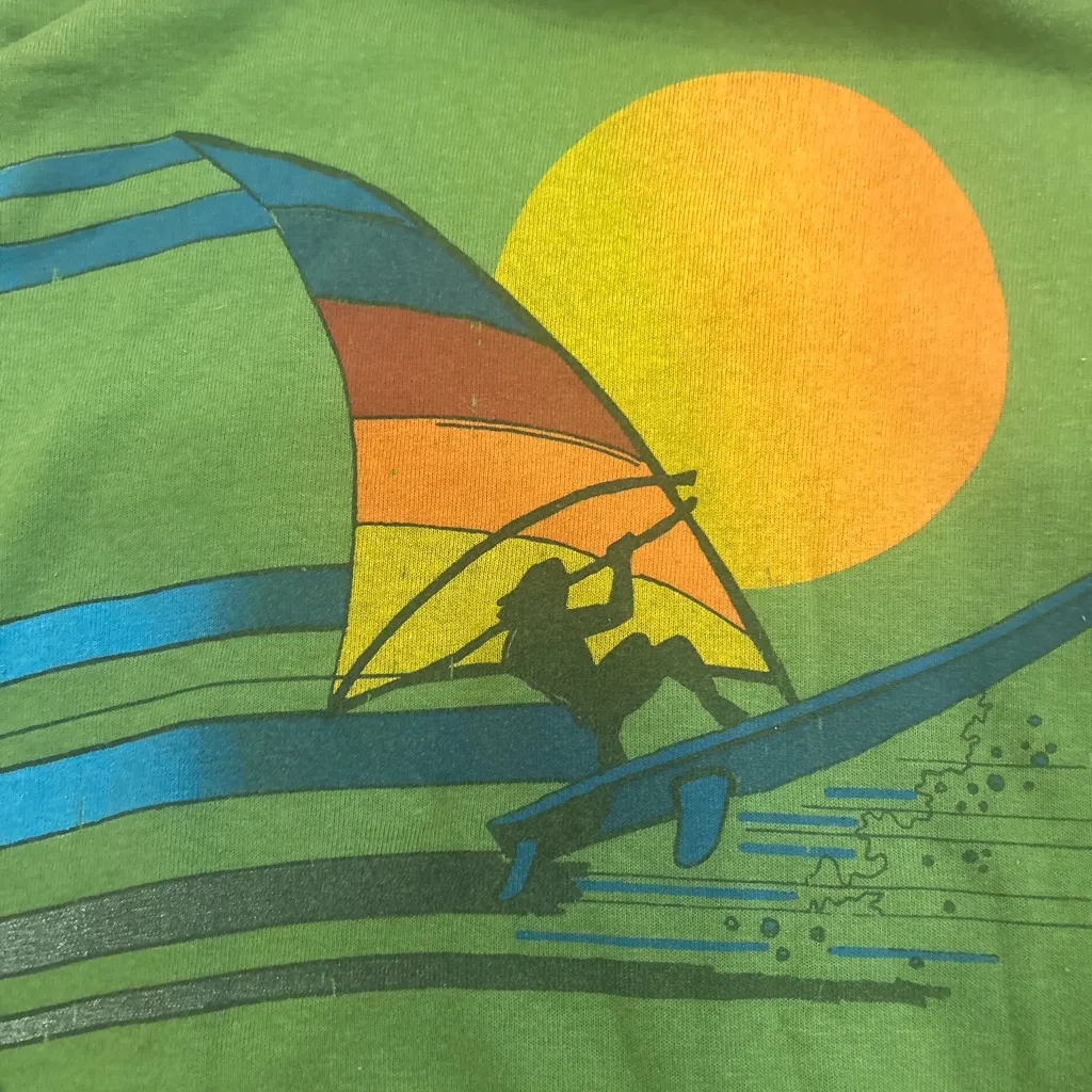 Aviator Nation Rare Vintage Windsurf Jungke Green Crewneck Sweatshirt Medium - Image 3