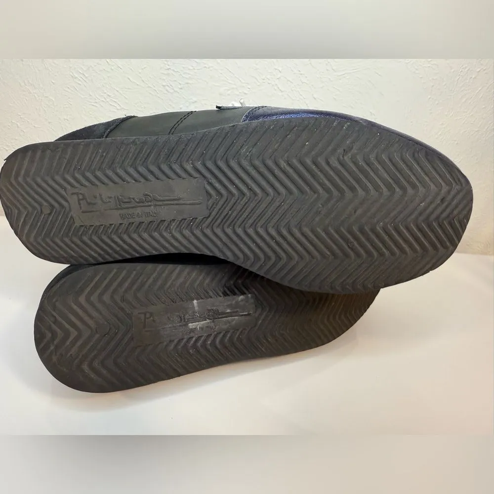 Philippe Model Paris Tropez Bassa Sneakers Black Leather Blue Suede Size 38 VGUC - Image 7