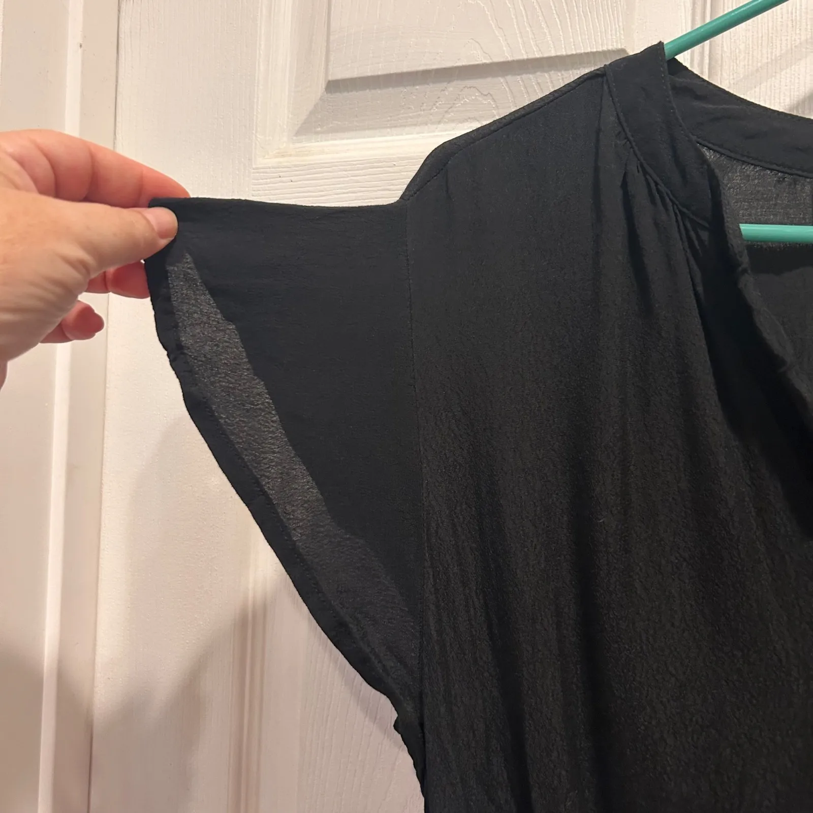 GAP‎ Womens Black Button Down Drawstring Waist Short Sleeve Romper Jumpsuit L - Image 8