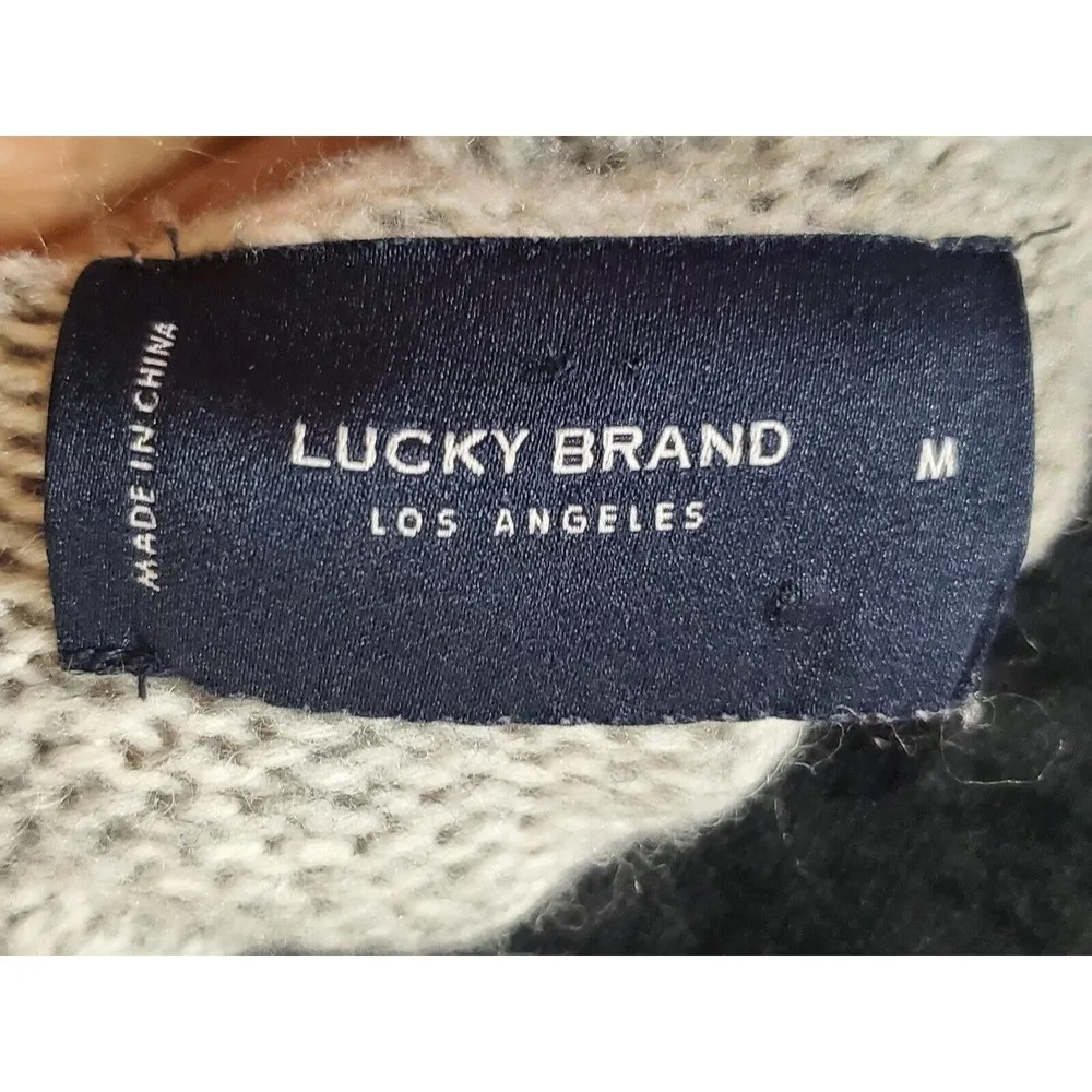 Lucky Brand Women Gray Floral Cotton Round Neck Long Sleeve Pullover Sweater M - Image 7