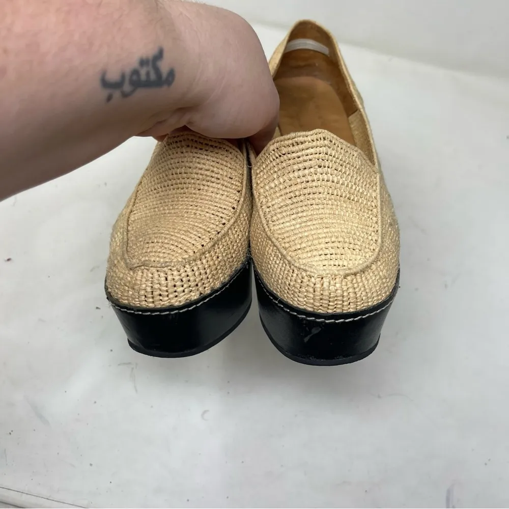 CARVEN X ROBERT CLERGERIE Straw Colorblock Pattern Pumps sz 37 US 7 Tan - Image 5