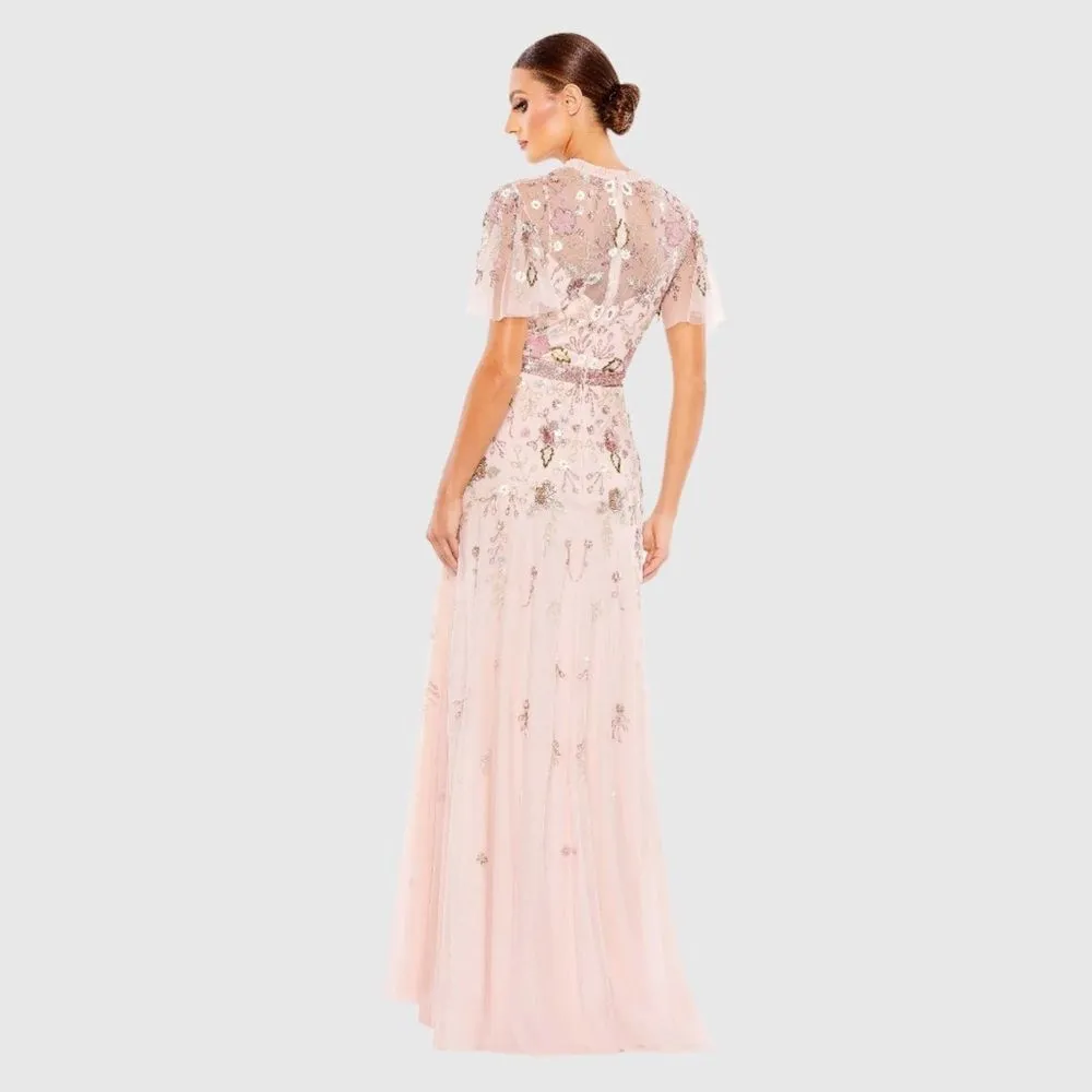 Mac Duggal 9136 EMBELLISHED HIGH NECK BUTTERFLY SLEEVE GOWN Dress - Image 4