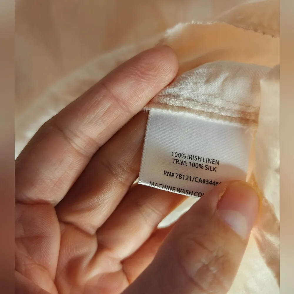 Eileen Fisher Irish Linen Top S Blush Pink Sleeveless Blouse Silk Trim Tank - Image 3