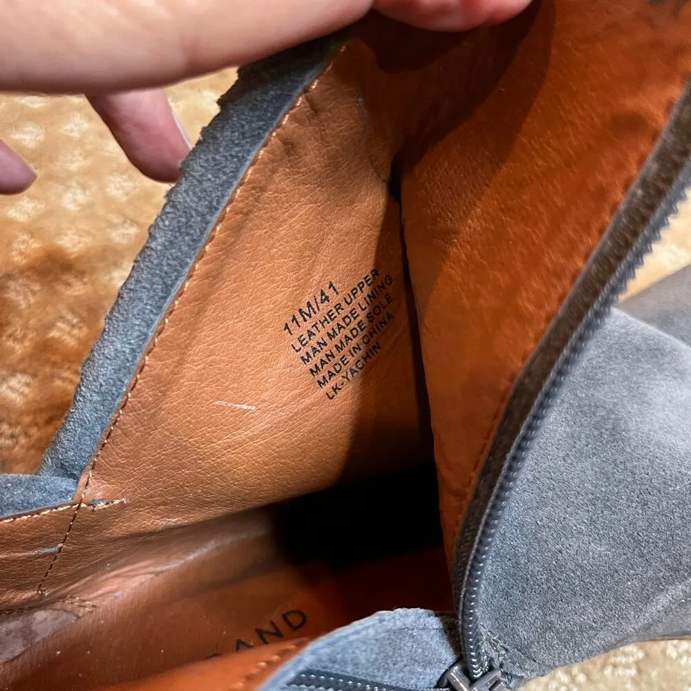 Lucky Brand Yachin Dark Gray Suede Fringe Wedges Ankle Bootie Boho Western SZ 11 - Image 9