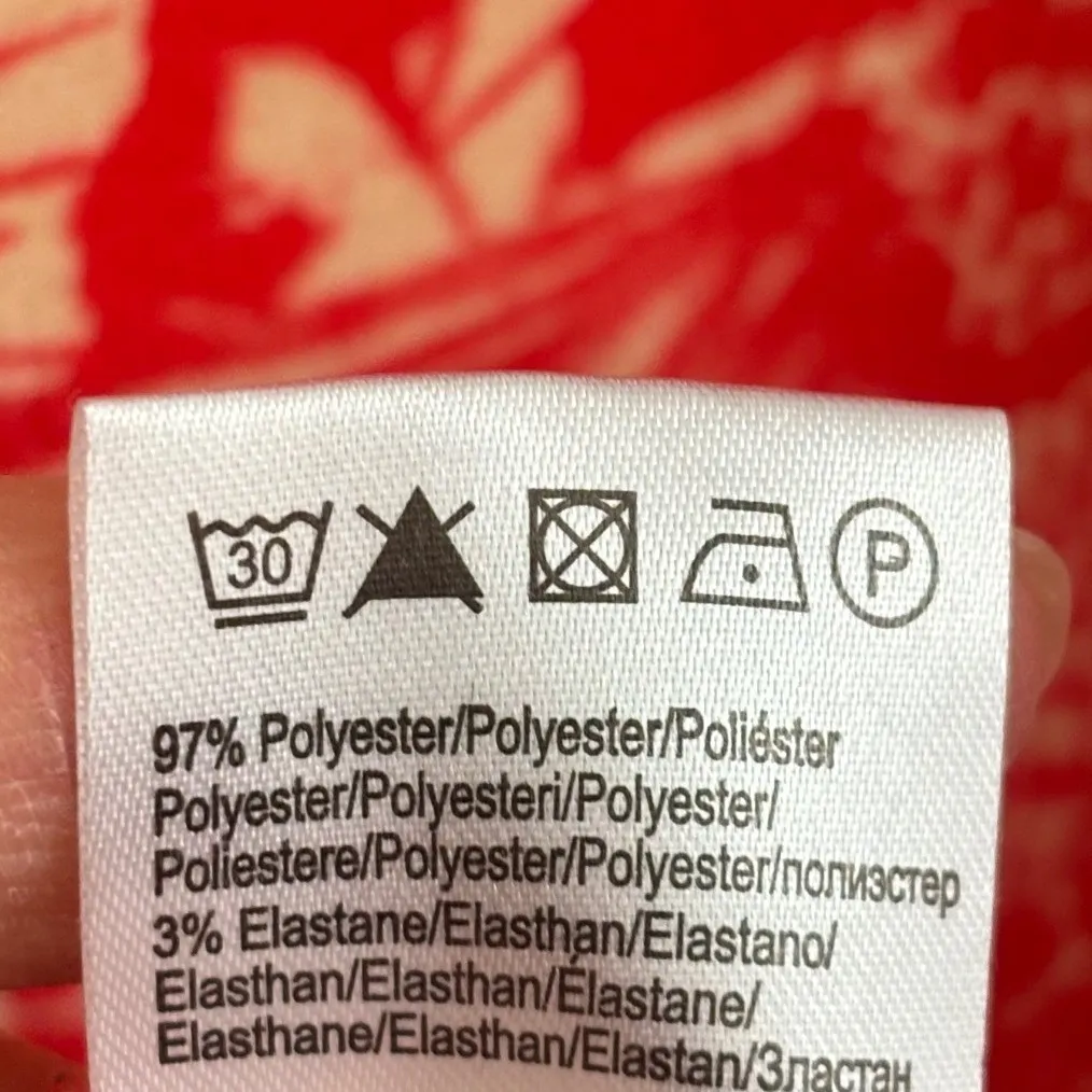 ICHI Dress Size XS Red Floral Print Short Sleeve Shift Summer - Image 5