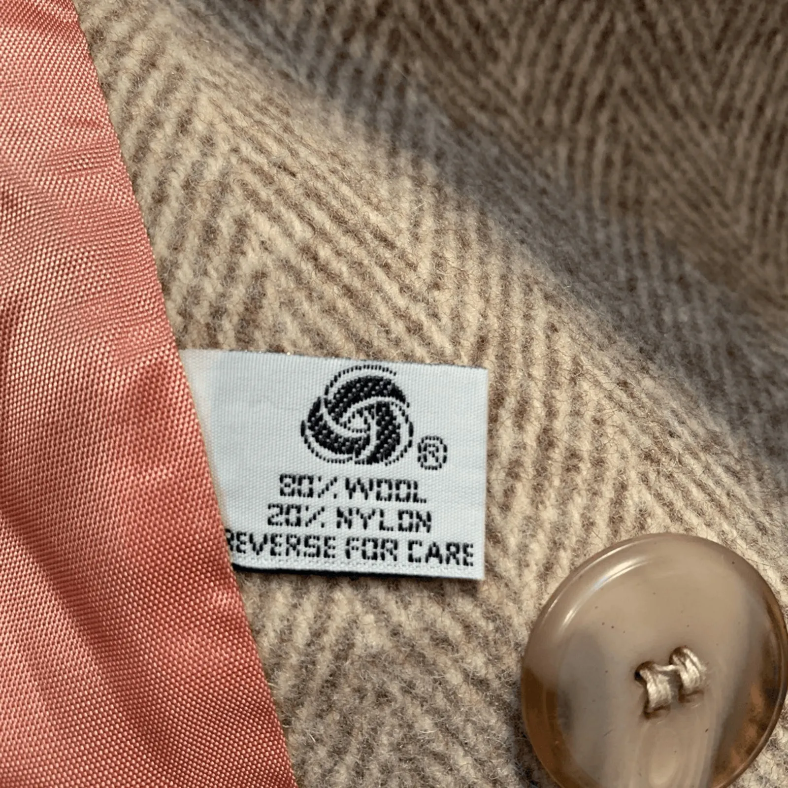 Vintage 80s Herman Kay Petite Wool Herringbone Tweed Blazer USA Made Tan Classic Size undefined - Image 10