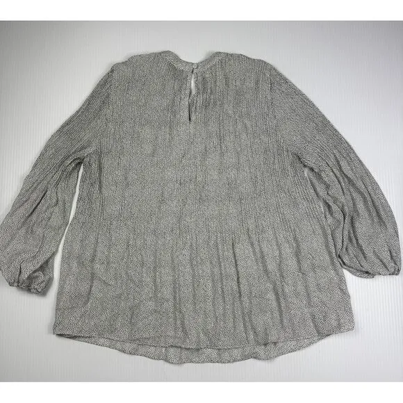 Addriana papell Gray Metallic Long‎ Sleeve Babydoll Blouse Shimmer Party Top s - Image 5