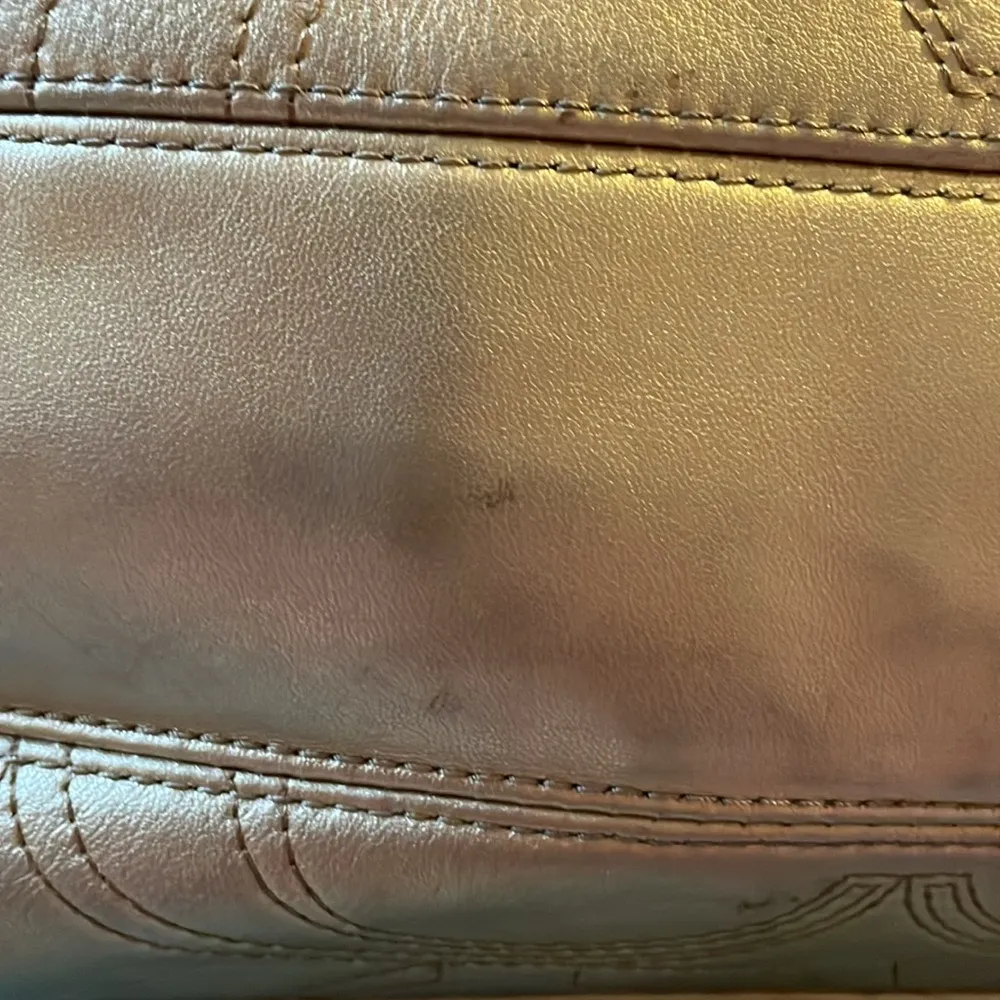 Coach F18877 Gold Metallic Signature Stripe Stitch Leather Tote Bag - Image 3