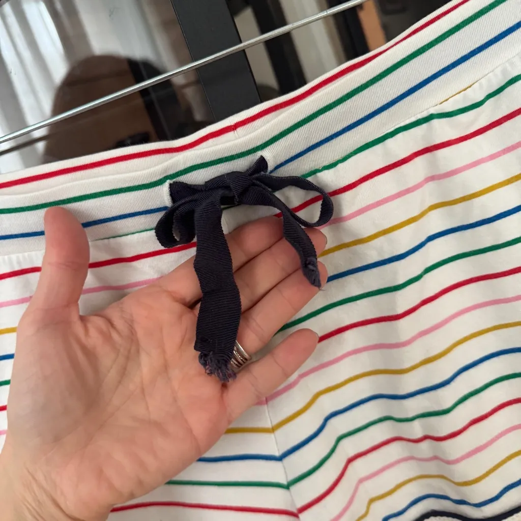 J. CREW Pajamas set short sleeve button down shirt shorts rainbow stripes cotton - Image 8