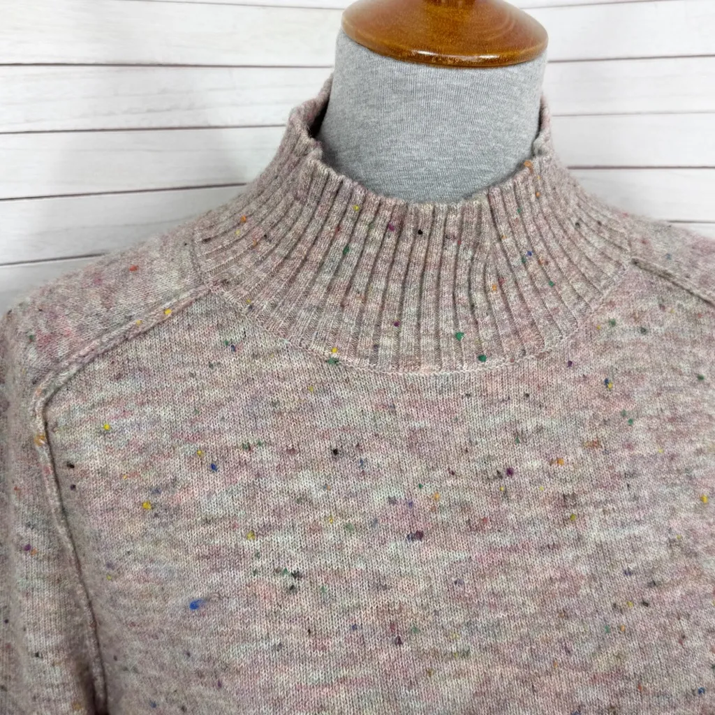 Loft Speckled Mock Neck Space Dyed Tunic Sweater Tan Multi Size Small - Image 5