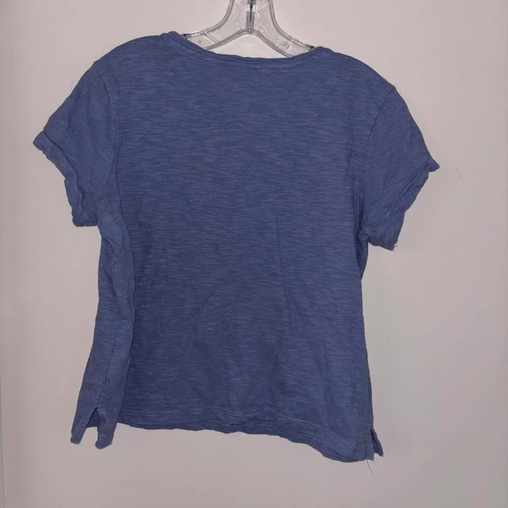 Nine West 100% Cotton Blue Short Sleeve Relaxed Fit Blouse Top Work Casual - Image 6