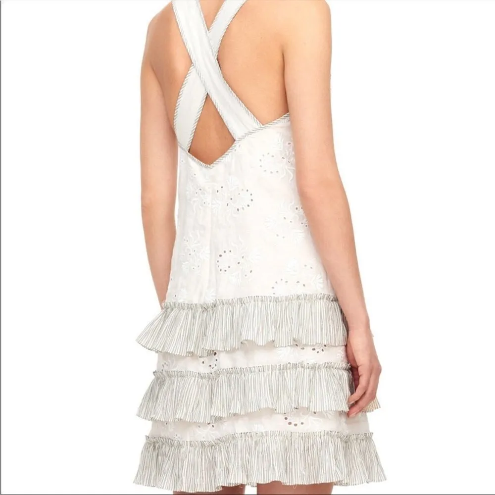 Rebecca Taylor Garden Linen Eyelet Dress in Vanilla - Image 3