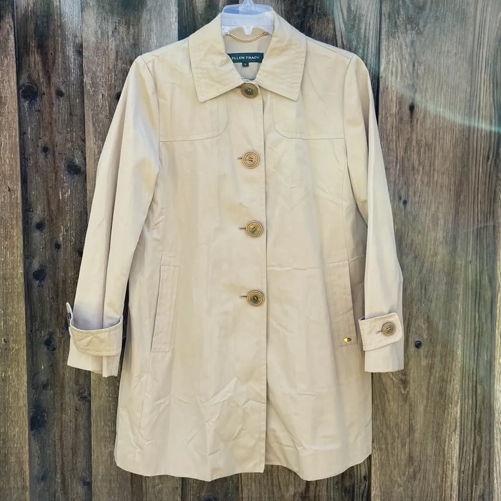 Ellen Tracy Short Trench Coat Size Large NWT - Image 38