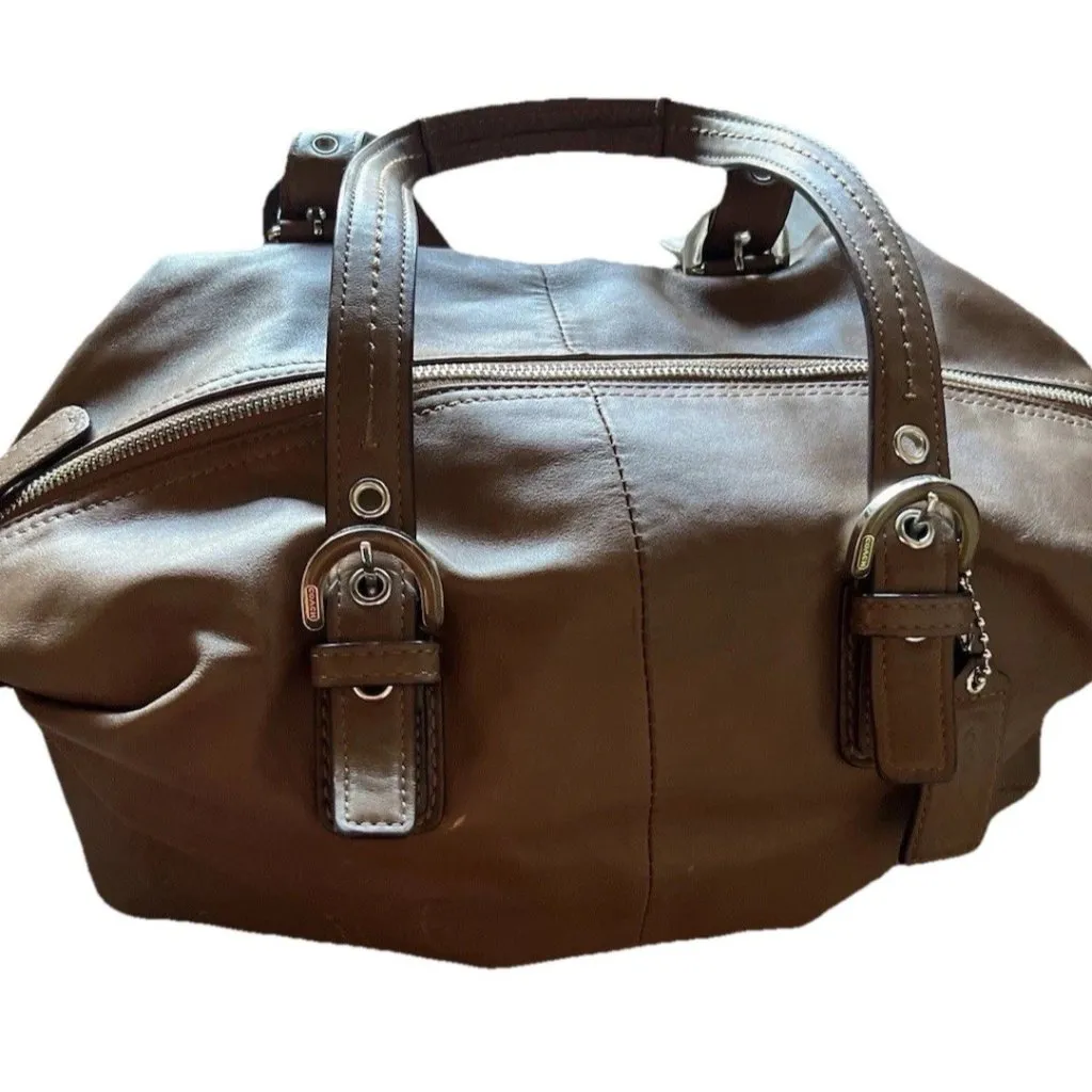 Coach F17220 Soho Shoulder Bag Purse Brown Leather Boho Slouchy Classic - Image 4