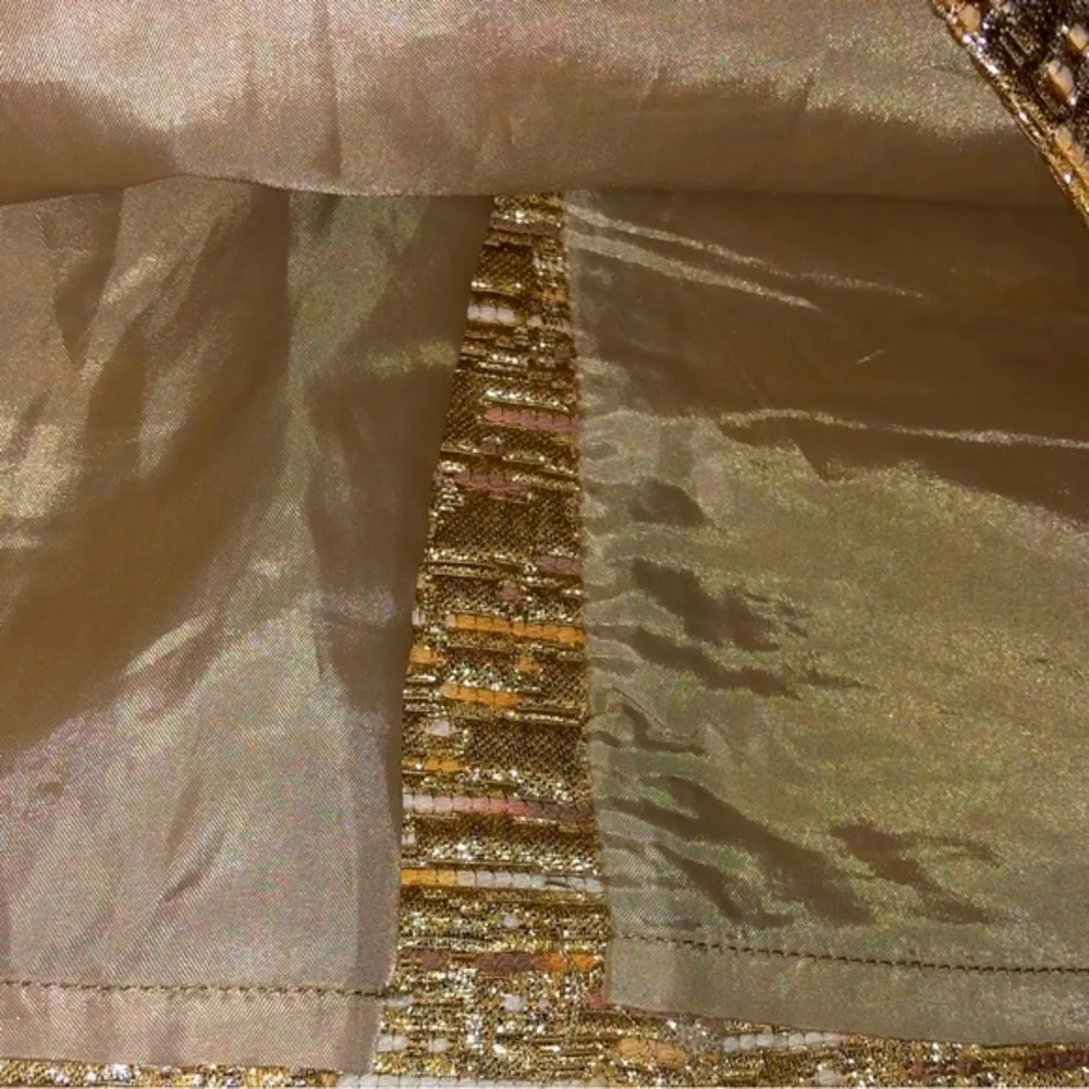 NEW METALLIC GOLD SHIMMER JACQUARD WOVEN WILLI SMITH LINED PENCIL SKIRT 6 - Image 5