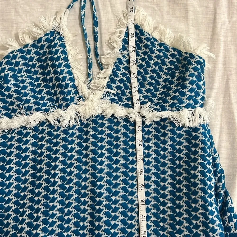 DODO BAR OR Dalal Dress Babydoll Halter Mini Finge Y2K Size Medium Large White - Image 12