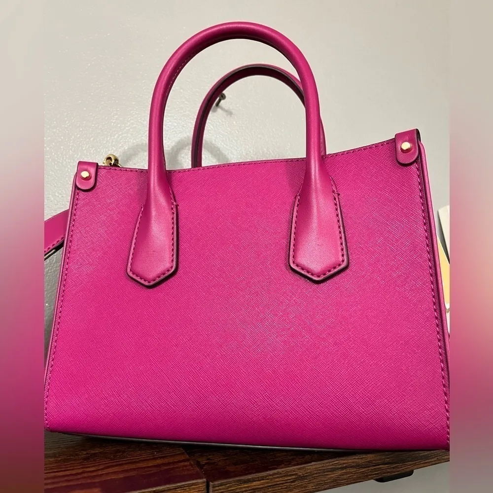 Michael Kors Maple Small Satchel Deep Fuchsia Saffiano Leather NWT - Image 4
