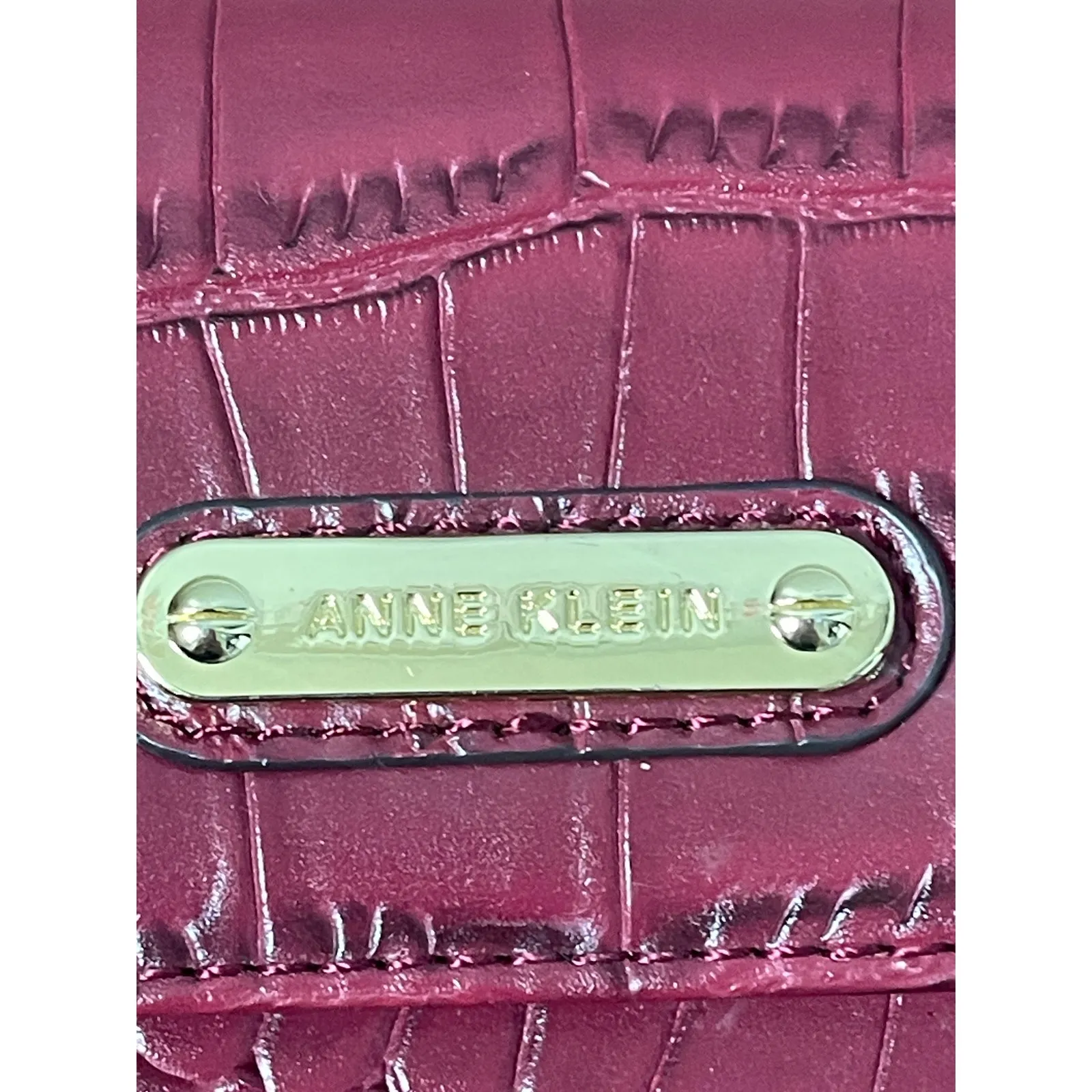 Anne Kelin Burgundy Faux Snake Skin Pattern Leather Wallet - Image 2