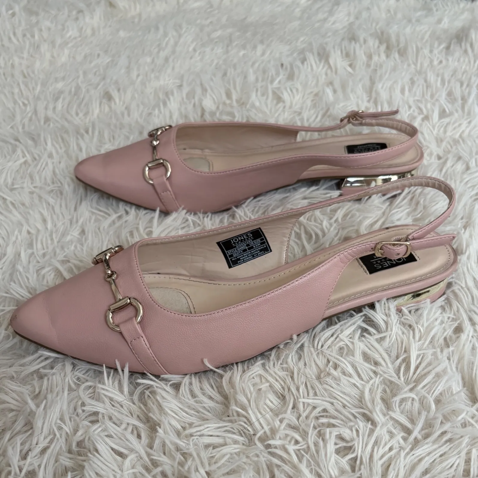 Jones‎ New York Signature Pink Slingback Flats Pointed Toe Gold Hardware 9.5 - Image 5