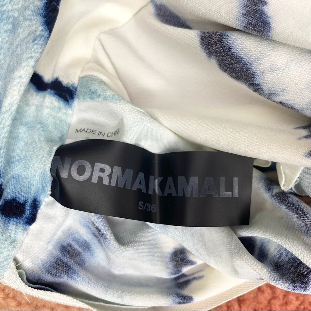 Norma Kamali  Blue Tie Dye Turtleneck Short Sleeve Blouse - Image 2